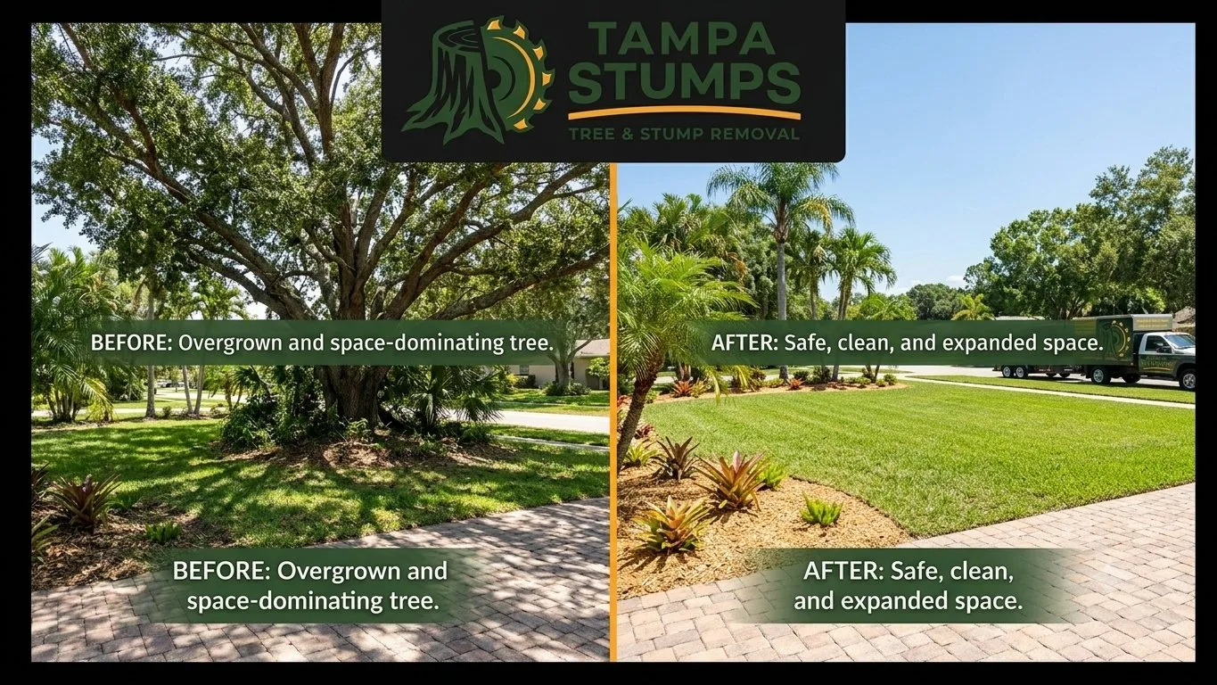 Clean landscaped yard after Tampa Stumps tree and stump removal